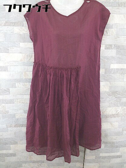 ◇ ◎ maison de plage メゾンドプラージュ ノーカラーコート 膝下丈 ワンピース サイズFREE ワインレッド レディース 【中古】