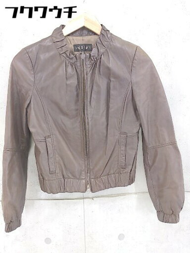 ◇ INDIVI インディヴィ フェイクレザー 長袖 ジップアップ ジャケット サイズ36 ブラウン系 レディース 【中古】 ◇ INDIVI インディヴィ フェイクレザー 長袖 ジップアップ ジャケット サイズ36 ブラウン系 レディース 【中古】