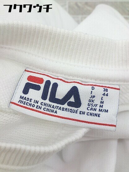 ◇ FILA フィラ ロゴ 刺繍 長袖 トレーナー サイズL ホワイト ネイビー メンズ 【中古】