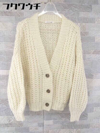 ■ natural couture ナチュラル クチュール NICE CLAUP 長袖 ニット カーディガン サイズF ベージュ レディース 【中古】