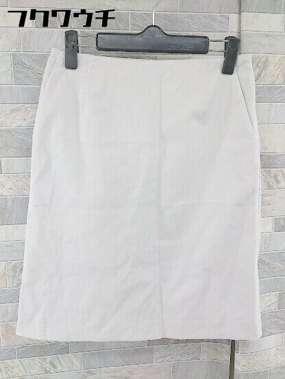◇ green label relaxing サイドジップ ウエストゴム 膝丈 タイト スカート サイズ38 ライトグレー レディース 【中古】(4)