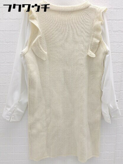 ◇ MAJESTIC LEGON マジェスティックレゴン ドッキング 長袖 ニット チュニック サイズM ベージュ ホワイト レディース 【中古】