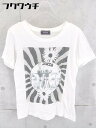 ◇ ZUCCa ズッカ フォト プリント 半袖 Tシャツ カットソー サイズL ホワイト レディース 【中古】