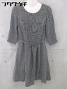 ◇ ◎ EMMA JAMES エマジェイムス ウエストベルト付き 七分袖 膝丈 ワンピース サイズ7 ブラック系 レディース 【中古】