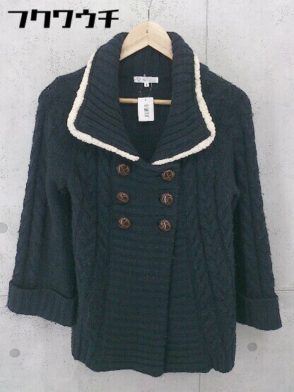 ■ THE SHOP TK MIXPICE ザショップティーケーミクスパイス ニット ジャケット サイズF ネイビー レディース 【中古】