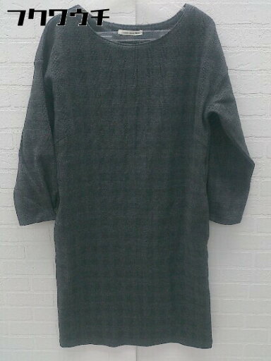 ◇ NATURAL BEAUTY BASIC グレンチェック 長袖 膝丈 ワンピース サイズS グレー系 レディース 【中古】 ◇ NATURAL BEAUTY BASIC グレンチェック 長袖 膝丈 ワンピース サイズS グレー系 レディース 【中古】