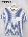 ◇ HARE ハレ ボーダー 半袖 Tシャツ カットソー サイズL ブルー系 メンズ 【中古】