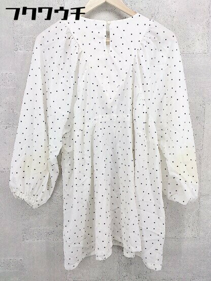 ◇ Kastane カスタネ ドット 水玉 長袖 チュニック ミニ ワンピース ホワイト レディース 【中古】