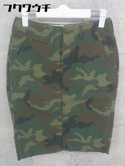 ◇ MIRROR OF Shinzone ミラーオブシンゾーン 迷彩 カモフラ 膝丈 スカート サイズ36 カーキ レディース..