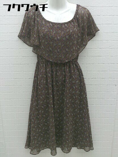 ◇ N. Natural Beauty Basic 総柄 オフショル 半袖 ロング ワンピース サイズM ボルドー系 レディース 【中古】