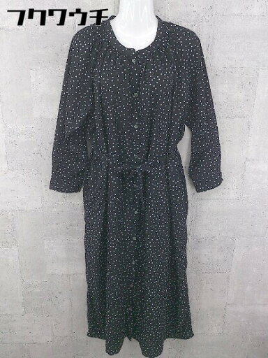◇ ◎ LE CIEL ルシエル ウエストリボン付き 水玉 ドット 長袖 ロング ワンピース ブラック レディース 【中古】 ◇ ◎ LE CIEL ルシエル ウエストリボン付き 水玉 ドット 長袖 ロング ワンピース ブラック レディース 【中古】