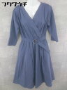 ◇ ◎ N. Natural Beauty Basic ウエストベルト付き 長袖 膝下丈 ワンピース サイズM ネイビー系 レディース 【中古】