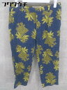 ◇ green label relaxing UNITED ARROWS リネン混 ドット 総柄 七分丈 サブリナ パンツ サイズ38 ネイビー レディース 【...