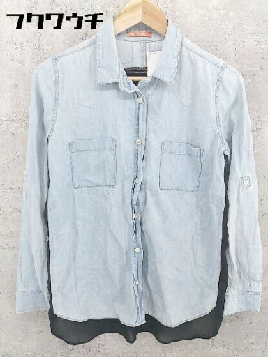 ◇ ◎ Munich ミューニック 切り替え 長袖 シャツ ブラウス サイズ0S ブルー系 ブラック レディース 【中古】 ◇ ◎ Munich ミューニック 切り替え 長袖 シャツ ブラウス サイズ0S ブルー系 ブラック レディース 【中古】