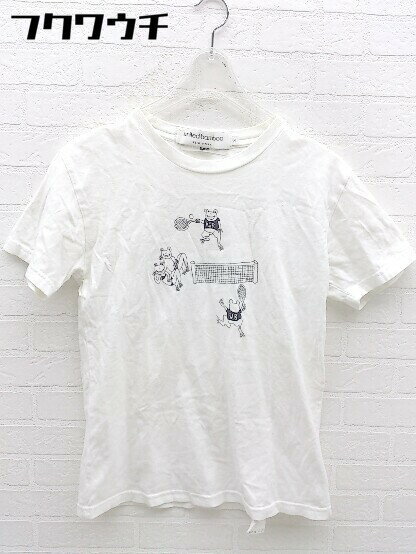 ◇ united bamboo ユナイテッドバンブー プリント クルーネック 半袖 Tシャツ カットソー サイズS ホワイト レディース 【中古】