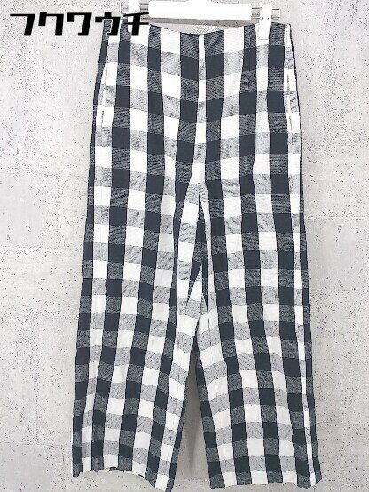 ◇ URBAN RESEARCH アーバンリサーチ チェック サイドジップ ワイド パンツ サイズ38 ブラック ホワイト レディース 【中古】