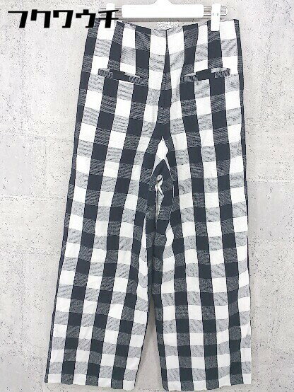◇ URBAN RESEARCH アーバンリサーチ チェック サイドジップ ワイド パンツ サイズ38 ブラック ホワイト レディース 【中古】