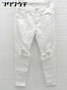 ◇ MOUSSY マウジー ダメージ加工 ボタンフライ ジーンズ デニム パンツ サイズ23 ホワイト レディース 【中古】