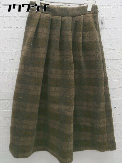 ■ Samansa Mos2 サマンサ モスモス チェック 膝下丈 フレア スカート サイズF ブラウン系 レディース 【中古】