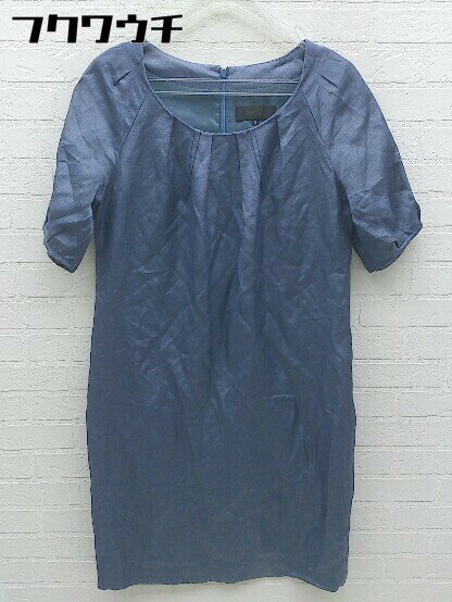 ◇ UNTITLED アンタイトル バックジップ 五分袖 膝丈 ワンピース サイズ2 ネイビー レディース 【中古】