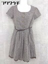 ◇ ◎ L'EST ROSE レストローズ ウエストベルト付き ドット 水玉 半袖 ミニ ワンピース サイズ2 ブラウン レディース 【中古】