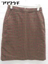 ◇ BEAMS HEART ビームス ハート チェック 膝丈 タイト スカート サイズ1 ベージュ系 ボルドー レディース 【中古】