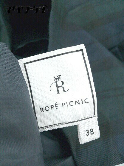◇ ◎ ROPE PICNIC ロペピクニック ベルト付 チェック 長袖 ミニ ワンピース サイズ38 グリーン ネイビー レディース 【中古】