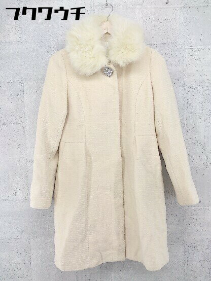 ■ Rew de Rew ルゥデルゥ フォックスファー ラインストーン 長袖 コート サイズM ベージュ レディース ..