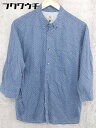 ◇ ◎ BEAUTY & YOUTH UNITED ARROWS ドット 水玉 ボタンダウン BD 長袖 シャツ サイズL ブルー系 ホワイト メンズ 【中古】