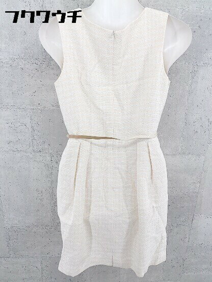 ◇ ◎ Debut de Fiore LAISSE PASSE ベルト付き ノースリーブ 膝丈 ワンピース サイズ36 ベージュ系 レディース 【中古】