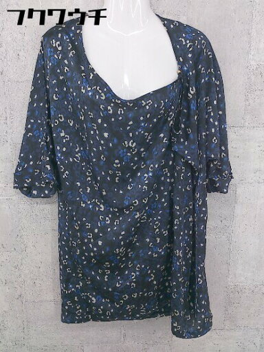 ◇ URBAN RESEARCH ROSSO 総柄 半袖 チュニック ミニ ワンピース サイズF ネイビー レディース 【中古】 ◇ URBAN RESEARCH ROSSO 総柄 半袖 チュニック ミニ ワンピース サイズF ネイビー レディース 【中古】