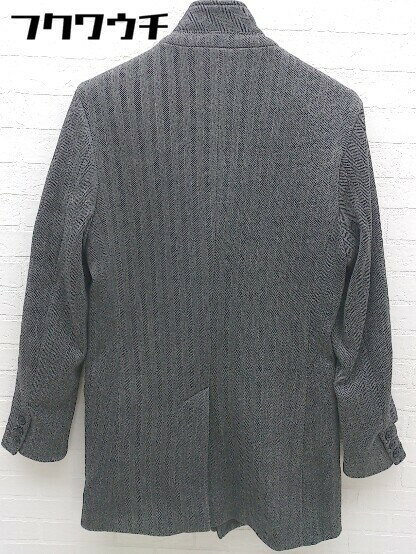 ■ RUBIK ルービック ヘリンボーン柄 長袖 チェスターコート サイズL ブラック ホワイト メンズ 【中古】