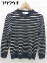 ◇ green label relaxing UNITED ARROWS ボーダー ウール 長袖 ニット セーター サイズS ネイビー系 メンズ 【中古】