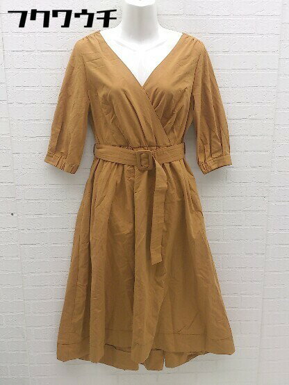 ◇ ◎ natural couture ナチュラルクチュール ウエストベルト付き 長袖 ロング ワンピース サイズF ブラウン系 レディース 【中古】
