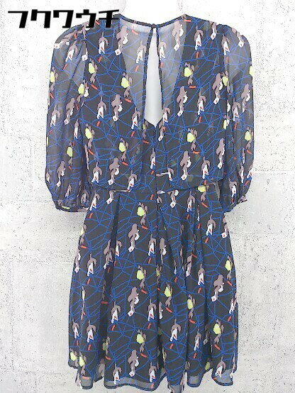 ◇ SLY スライ 半袖 ミニ ワンピース サイズ2 ブラック ブルー レディース 【中古】