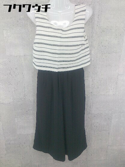 ◇ CECIL McBEE セシルマクビー 切り替え ノースリーブ オールインワン サイズM ホワイト ブラック レディース 【中古】