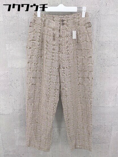 ◇ FREAK'S STORE フリークスストア リネン100% チェック パンツ サイズS ブラウン レディース 【中古】