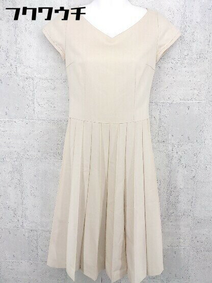 ◇ Peyton Place ペイトンプレイス バックジップ フレンチスリーブ 膝丈 ワンピース サイズ7 ベージュ レディース 【中古】