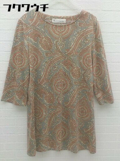 ◇ N. Natural Beauty Basic 総柄 七分袖 ミニ チュニック ワンピース サイズM オレンジ ベージュ グレー レディース 【中古】 ◇ N. Natural Beauty Basic 総柄 七分袖 ミニ チュニック ワンピース サイズM オレンジ ベージュ グレー レディース 【中古】