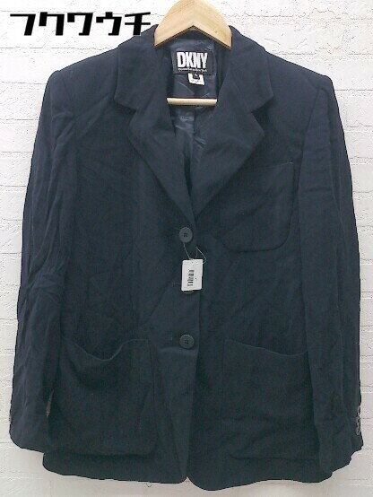 ◇ DKNY ダナキャランニューヨーク 3B シングル ヘリンボーン 長袖 テーラード ジャケット サイズ4 ネイビー系 レディース 【中古】