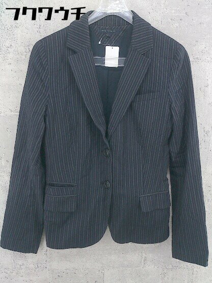 ◇ TOMMY HILFIGER トミーヒルフィガー ストライプ 2B シングル 長袖 テーラード ジャケット サイズS ネイビー レディース 【中古】