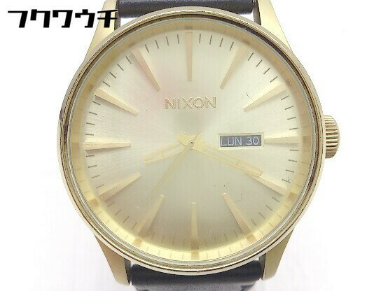 ◇ NIXON ニクソン 動作未確認 クォーツ 3針 カレンダー 腕時計 ウォッチ ゴールド ブラック メンズ 【中古】