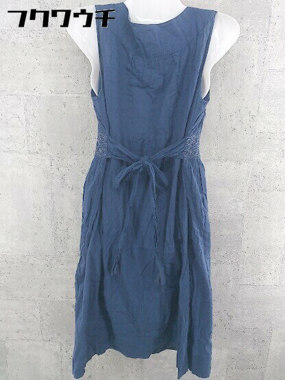 ◇ ◎ Ray BEAMS レイ ビームス ベルト付 ノースリーブ 膝丈 ワンピース ブルー レディース 【中古】