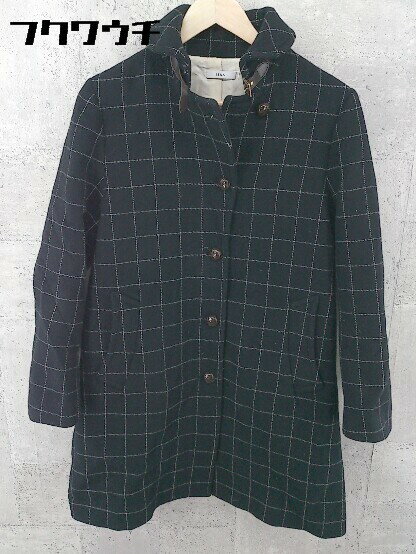 ■ IENA イエナ チェック ウール コート サイズ38 ブラック レディース 【中古】