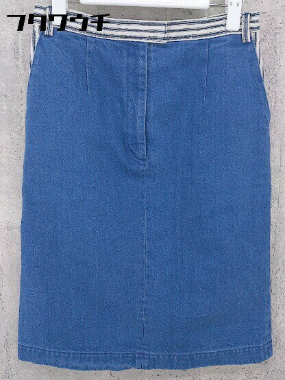 ◇ plumpynuts プランピーナッツ 総柄 切替 膝下丈 デニム スカート サイズ36 インディゴ レディース 【..