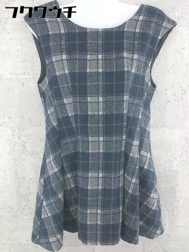 ◇ LIMITLESS LUXURY チェック ノースリーブ ミニ チュニック ワンピース サイズ36 ネイビー グレー レディース 【中古】 ◇ LIMITLESS LUXURY チェック ノースリーブ ミニ チュニック ワンピース サイズ36 ネイビー グレー レディース 【中古】