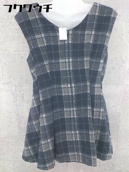 ◇ LIMITLESS LUXURY チェック ノースリーブ ミニ チュニック ワンピース サイズ36 ネイビー グレー レディース 【中古】