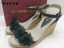 ◇ ◎ ORiental TRaffic オリエンタルトラフィック エスパドリーユ ウェッジソール サンダル サイズM ブラック レディース 【中古】