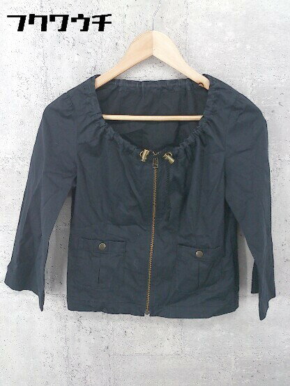 ◇ UNITED ARRPWS ユナイテッドアローズ ジップアップ 長袖 ノーカラー ジャケット サイズ38 ネイビー レディース 【中古】
