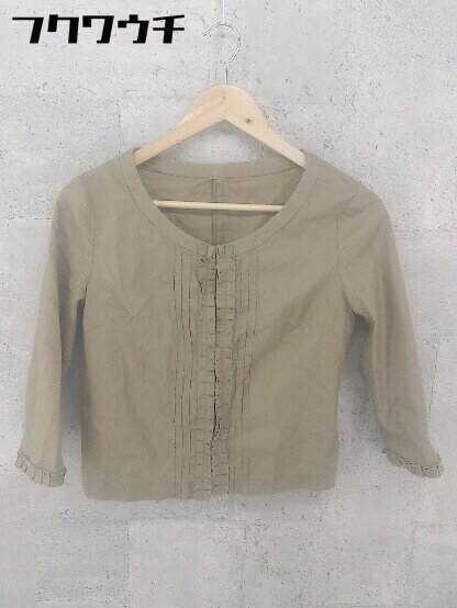 ◇ green label relaxing グリーンレーベル UNITED ARROWS 長袖 ノーカラー ジャケット サイズ40 ブラウン レディース 【中...